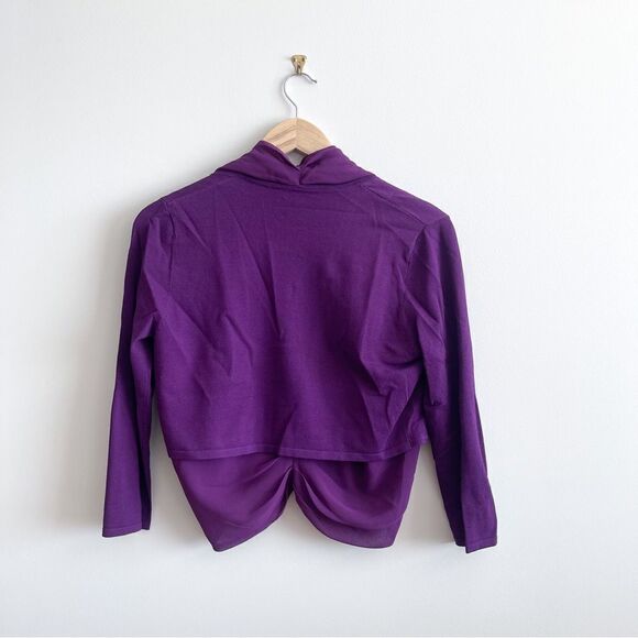 Jacques Vert Open Cropped Cardigan Sweater With Blouse Plum Women's S - Picture 2 of 8